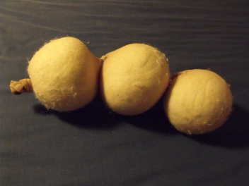 The wool dryer balls will felt in the washing machine The wool dryer balls will felt in the washing machine