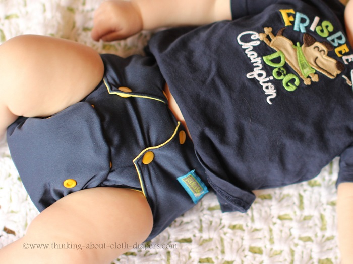 cute blue and yellow cloth diaper from Ella Bella Bum