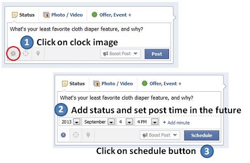 how to use Facebook scheduler to schedule your status updates in advance