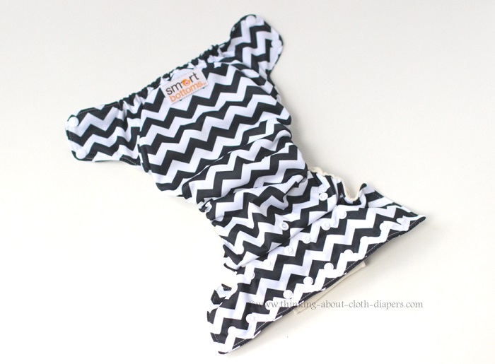 outside of Smart Bottoms "Epic" black and white chevron organic cotton all-in-one