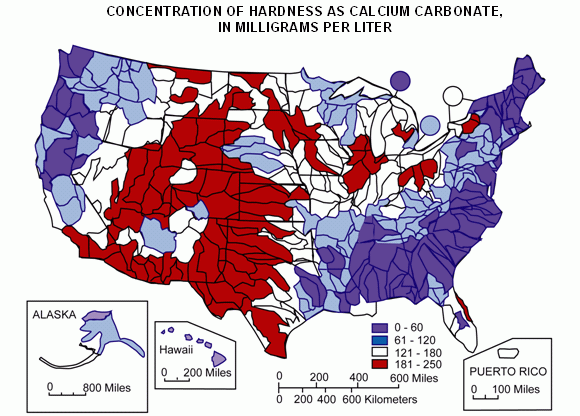 Carte de l’eau dure des ÉTATS-Unis - couches lavables de nettoyage Carte de l’eau dure des ÉTATS-Unis - couches lavables de nettoyage